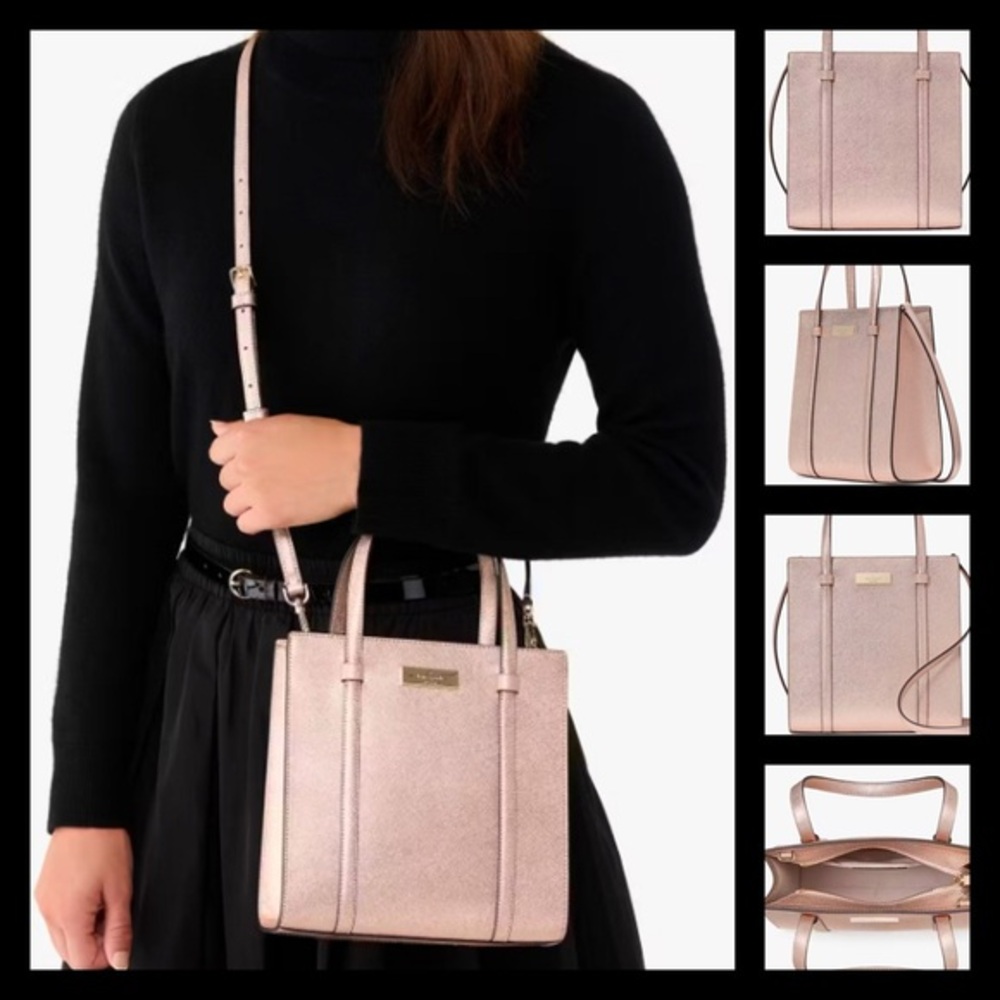 Kate Spade Kenzie Limited Edition Metallic Rose Gold Small CrossbodyTote Bag NWT